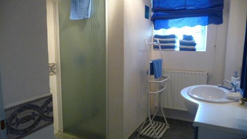 CrugeyLe Pré Vert的带淋浴和盥洗盆的浴室
