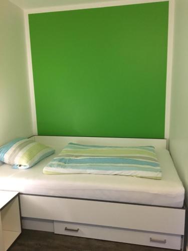 帕德博恩帕德博恩寄宿公寓 的绿色墙壁间的一张床位