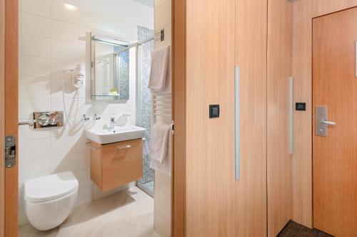 沃迪切奥林匹亚酒店的一间带卫生间和水槽的浴室