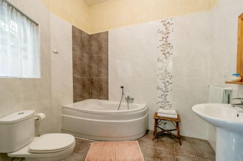 休吉让塔约瑟夫酒店的带浴缸、卫生间和盥洗盆的浴室