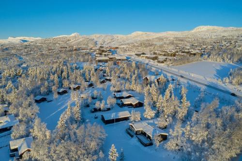 贝特斯托尔克努茨海特格伦德山间小屋的雪地中度假村的空中景观