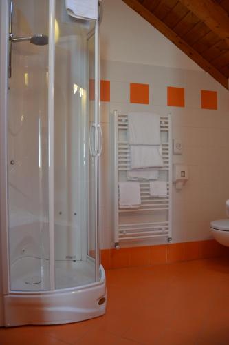 ValbremboCornelle Hotel的带淋浴和卫生间的浴室
