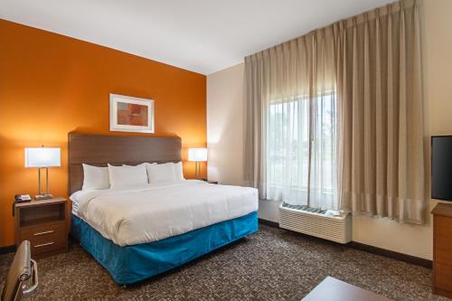 麦迪逊MainStay Suites Madison - Monona的酒店客房设有床和窗户。