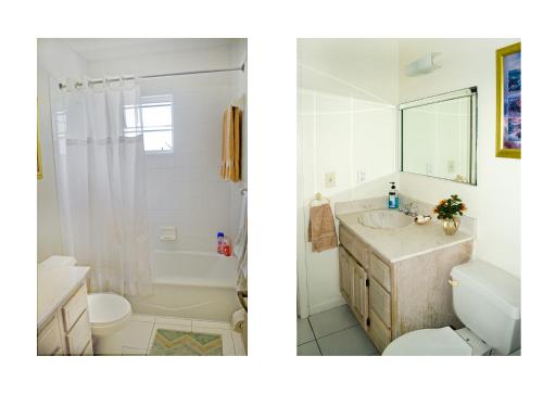 自由港市8 Villa Martinique的浴室设有水槽和卫生间,两幅图片
