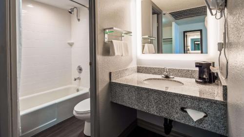 圣地亚哥贝斯特韦斯特游艇海港酒店的一间带水槽、卫生间和镜子的浴室