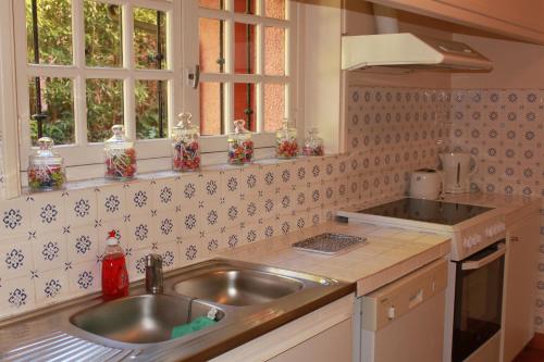 圣让-德吕兹Appartements de Chantaco的厨房配有水槽和台面