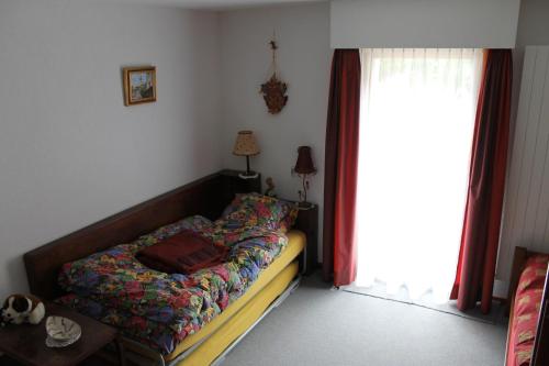 Martigny-CombeBig flat in the heart of Valais的一间卧室设有一张床和一个窗口