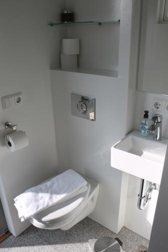 米湖Holssel road 864的白色的浴室设有卫生间和水槽。