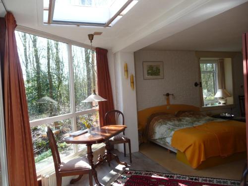 阿珀尔斯哈塞拉图伊恩住宿加早餐旅馆的一间卧室配有一张床、一张桌子和一个窗户。
