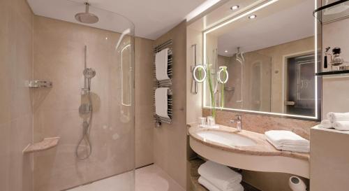 汉堡汉堡爱丽舍酒店的一间带水槽和淋浴的浴室