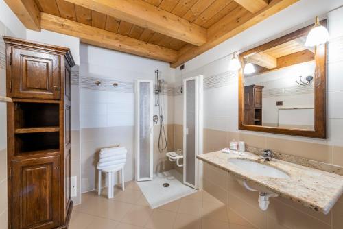 尚波吕克拉葛隆酒店的一间带水槽和淋浴的浴室