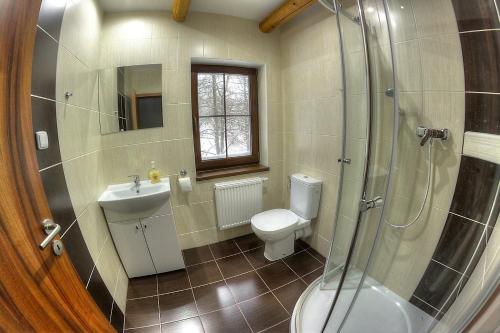 KlínyPenzion Studánka, Klíny的浴室配有卫生间、盥洗盆和淋浴。