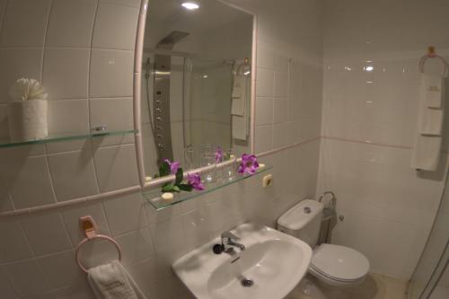 托雷洪厄尔卢比奥卡瓦哈尔酒店的一间带水槽、卫生间和镜子的浴室