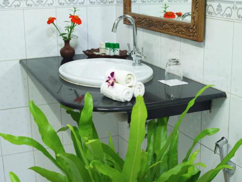 可瓦兰索玛帕姆苏酒店的一间带水槽和镜子的浴室