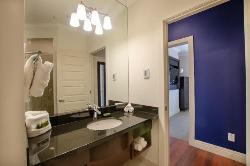 圣约翰斯首套房 - 圣约翰信号山门公寓的一间带水槽和大镜子的浴室