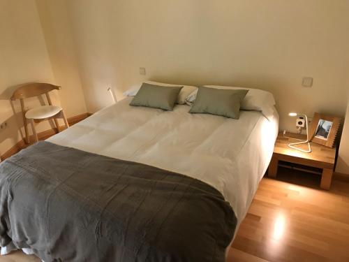 萨莫拉Atrio Zamora的一间卧室配有一张大床和两个枕头