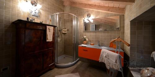 罗韦雷托Vista Castello的带淋浴和盥洗盆的浴室