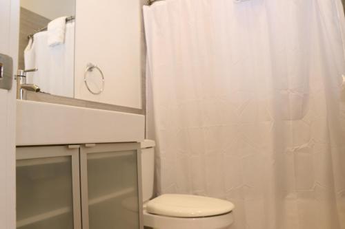 波士顿Downtown Beacon Hill, Convenient, Comfy Studio #1的白色的浴室设有卫生间和淋浴。