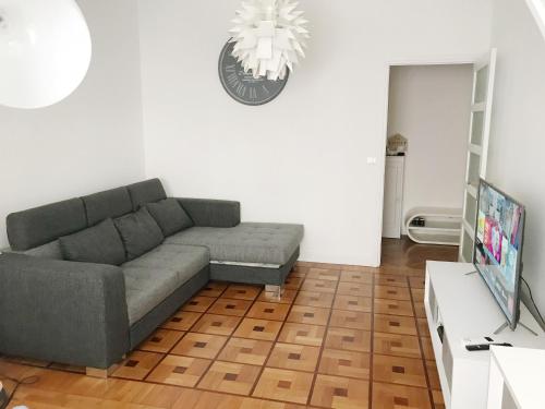 尼斯Seaflat in Nice的带沙发和电视的客厅