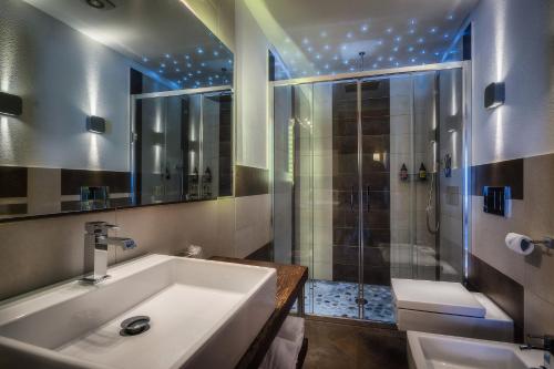 韦尔南泰纳吉恩纳尔酒店的一间带水槽和淋浴的浴室