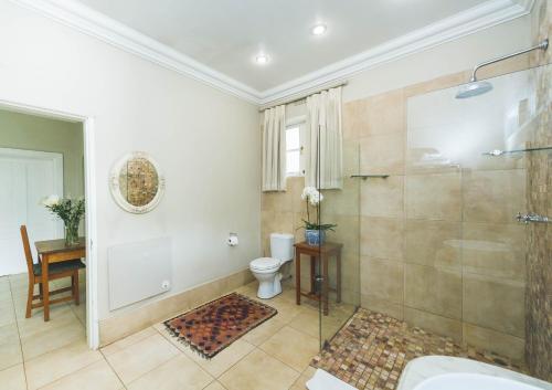比勒陀利亚奥斯本旅馆的带淋浴和卫生间的浴室