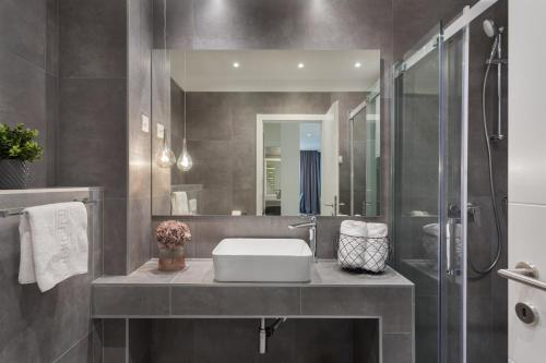 塞尔瑟亚德兰卡公寓的一间带水槽和淋浴的浴室