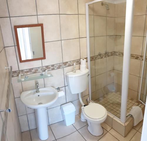 开普敦D'urban Ridge Self catering Apartment的一间带卫生间和水槽的浴室