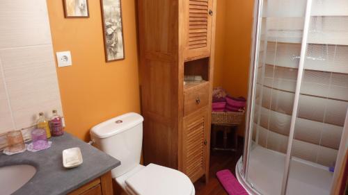 勒阿弗尔l'océane的带淋浴、卫生间和盥洗盆的浴室