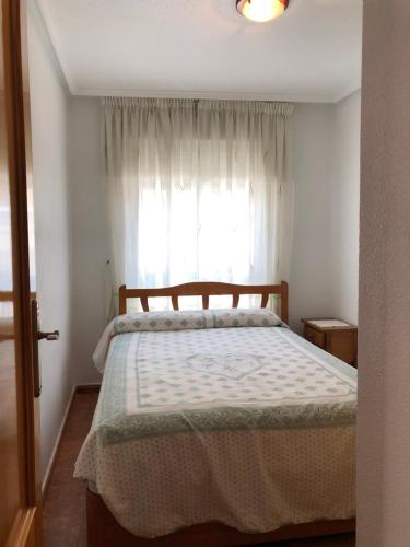 瓜尔达马尔·德尔·塞古拉Santiago VI的一间卧室设有一张大床和窗户
