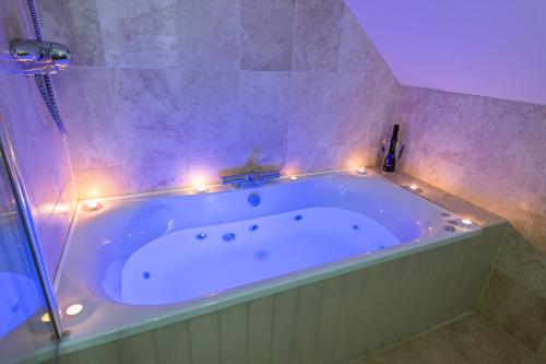 纳伯斯Canaston Oaks的浴室设有浴缸,周围光线充足。
