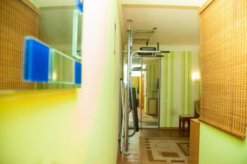 扎波罗热Semi-luxury Apartment on Nezalezhnoi Ukrаiny 65-B near Intourist Hotel的一间医院走廊,房间内设有步入式淋浴间