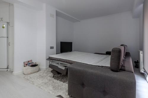 瓦伦西亚Carmen Apartment的一间卧室配有一张床和一张沙发