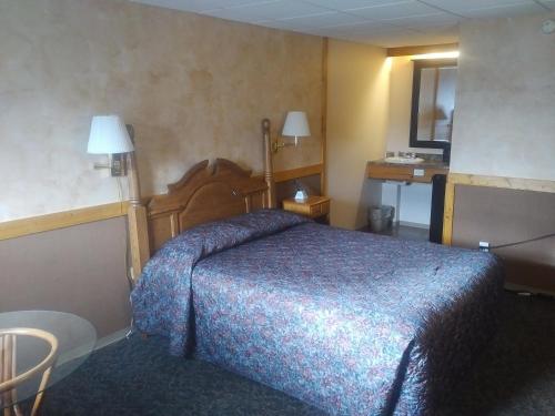 沃瓦Algoma Motel的一间位于酒店客房的卧室,配有一张床