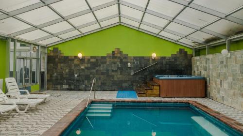 皮里亚波利斯里卡迪酒店的绿色墙壁的房间内的游泳池