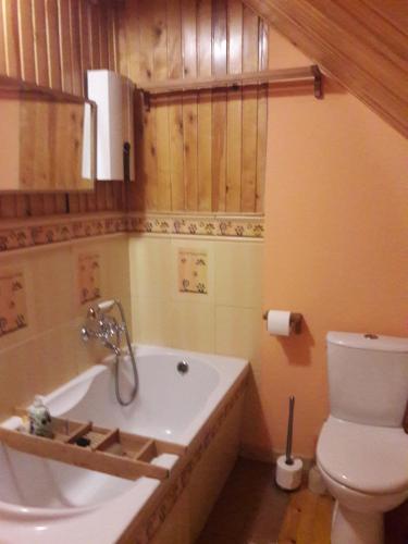 OścisłowoSiedlisko LILIJKA的带浴缸和卫生间的浴室。