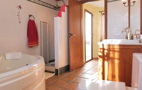 AlgatocínEl Algarrobo by CasaTuristica的带浴缸、卫生间和盥洗盆的浴室