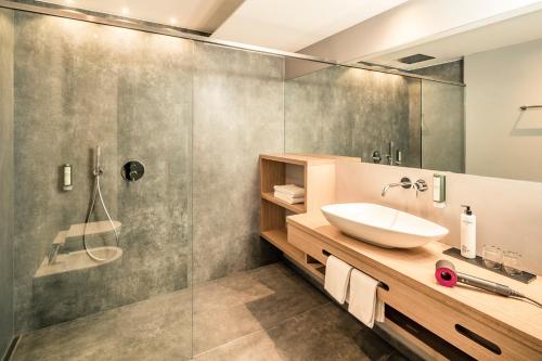 泰尔梅诺塔米纳霍夫酒店的一间带水槽和淋浴的浴室
