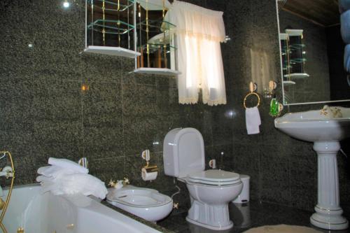 萨布盖鲁Casa do Patrão - Quartos的一间带卫生间和水槽的浴室