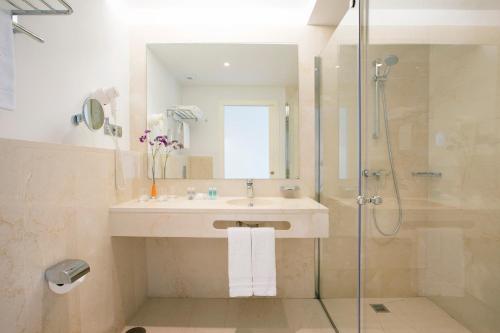 奇克拉纳－德拉弗龙特拉海珀特尔巴罗萨花园酒店的一间带水槽和淋浴的浴室