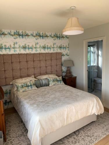 Randalstown西勒根旅舍的一间卧室配有一张大床和大床头板