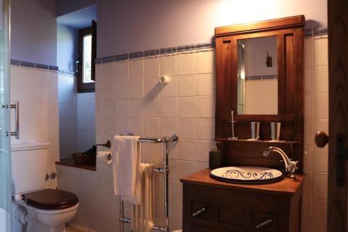 LourenzáCasa Rural Norita - Adults only的一间带水槽、卫生间和镜子的浴室