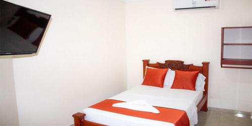 基布多Hotel el imperio的一间卧室配有一张床和一台平面电视