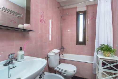 莱斯卡拉科思特布拉瓦福兰佩里斯公寓的粉红色的浴室设有卫生间和水槽