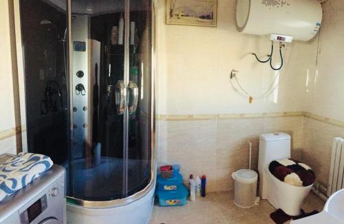 奥尔吉Ger ,Bulbul Jamak travel的一间位于客房角落的带淋浴的浴室