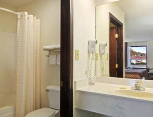 阿塔拉阿塔拉戴斯酒店的一间带卫生间、水槽和镜子的浴室