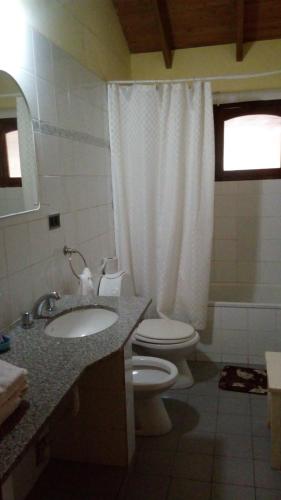 贝尔格拉诺将军镇Refugio de las Sierras的浴室配有卫生间、盥洗盆和淋浴。