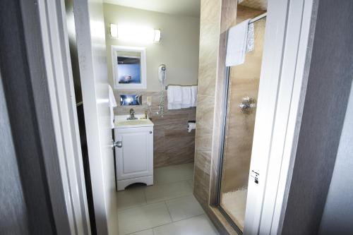 丹佛贝尔卡罗汽车旅馆的一间带水槽和淋浴的浴室