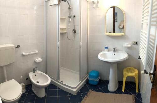 卡斯泰拉马莱戈尔韦公寓的带淋浴、盥洗盆和卫生间的浴室