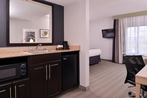 莫里斯维尔卡尔松罗利达勒姆机场乡村旅馆的酒店客房设有水槽和一间卧室