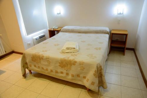 贝纳多图埃托Brisen Alojamientos的小卧室配有一张带毯子的床